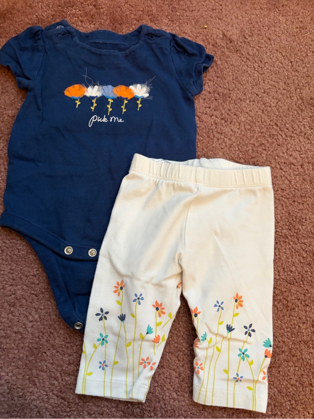 GAP Navy One-Piece with Cream Floral Leggings